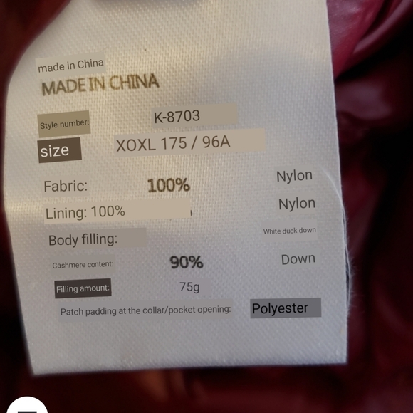 Wine Packable Puffer Hoodie w/Duck Down & Pouch Size XXL - Picture 14 of 16